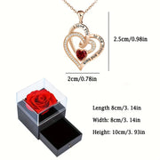 Luxury Love Heart Zircon Necklace With Rose Gifts Box