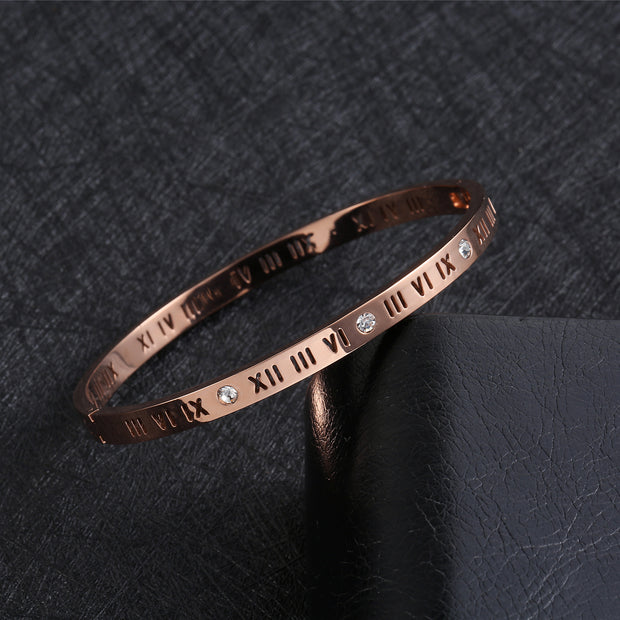 Roman Font Titanium Steel Bracelet
