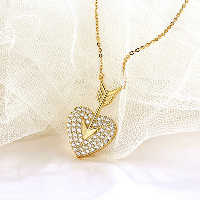 Sterling Silver Diamond Necklace Heart Shaped Net Red